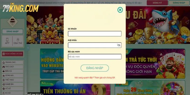 5 bước đăng nhập 79king qua trình duyệt website
